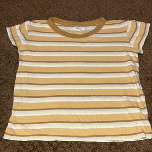Madewell XXS striped short sleeve shirt in EUC brown, tan, muted yellow